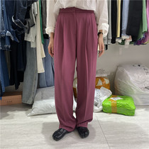Wood Lan 2022 Spring New Broadlegged Pants Woman High Waist Slim Fit Slim Fit Pants Loose Straight Drum Casual Western Dress Pants