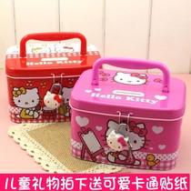 Cartoon cute cash box gift storage box treasure box with lock childrens piggy bank Princess little girl simple change