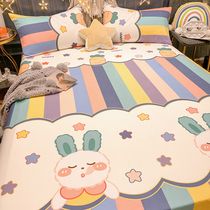 Cartoon sheets three-piece cotton spring and autumn single quilt 1 2 m childrens dormitory single 100 cotton Womens pillowcase