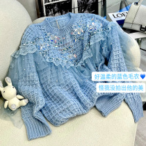 Large Code Heavy Work Sequin Decoration Sweater Women 2022 Spring Fashion Loose Mesh Yarn Splicing Nail Beads Jacket Blouse