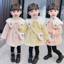Girls new winter cotton clothes 5 Girls cute thickened jacket 2-6 Childrens loving satchel clip cotton wool