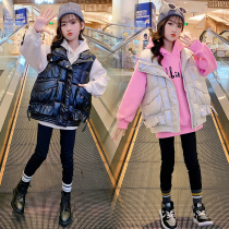 5 Girl Foreign Piste Lace Machia 9 Children Fashion Down Cotton Clothing 11 Girl Kan Shoulder Marclamping Student Autumn Winter Outwear