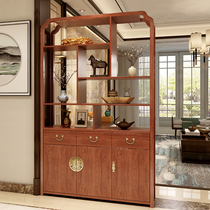 New Chinese style living room entrance partition screen Room hall cabinet door decoration Solid wood frame home shoe cabinet Foyer cabinet wine cabinet
