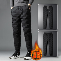 Winter down cotton pants mens casual sports pants cold-proof lock warm thickened light outdoor warm wear