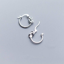s925 silver earrings female Korean fashion simple line rope knot ear buckle temperament small earring ear jewelry