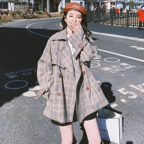 Retro plaid windbreaker coat womens short 2021 autumn new Korean version loose thin British wind small coat