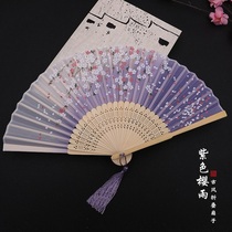 Hanfu fan Girls Cheongsam folding fan Retro style summer cloth Summer Hanfu accessories handheld children fairy fairy