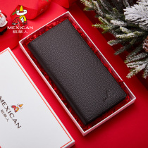 Rice straw man wallet man 2022 new genuine leather wallet long section student 2022 thin section 100 lap minimalist wallet