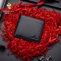 Rice Straw Man Wallet Men Short leather headlayer cow leather clip 2021 new ultra-thin youth Money clip boomer card