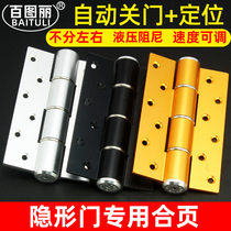 Bailuli stealth door hydraulic buffer damping hinge automatic closing with door closer spring positioning door lock hinge