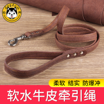 dogdom pooch calf leather traction rope Medium large canine genuine leather dog with walking dog rope gold wool dog chain