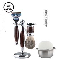 High-grade mens manual razor set imitation wood grain resin razor retro with bracket Hu soap shaving knife