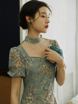 Steng with the same 2021 new summer French retro cheongsam improved young girl floral dress