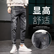 Mens slim feet jeans 2021 New Autumn Spring and Autumn style plus velvet long pants autumn and winter winter