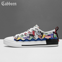 Carbensail Cloth Shoes Mens Graffiti Small White Shoes Summer Breathable Casual Cloth Shoes 2022 New Low Bunch Shoes Boomer Shoes