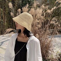 Day Ensemble Straw Hat Lady Spring Summer Knitted Basin Hat can swim breathable and thin Bucket Hat Sunscreen Sunscreen Fisherman Hat Tide