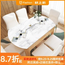 Imitation marbled table mat European Oval soft PVC glass tablecloth waterproof and oil-proof disposable plastic tablecloth