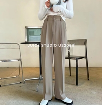 Juice JUICE2208 Pendant Sensation Casual Western Pants Woman Spring New High Waist Loose Straight Cylinder Wide Leg Tug Long Pants