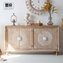 American French retro sideboard porch cabinet home solid wood living room wine cabinet storage cabinet home stay carved country style