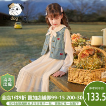 Girl Cowboy Horse Chia 2022 Spring Autumn New Ocean Qi Children Butterfly Knot Embroidery Casual Jacket Blouses CUHK Tong