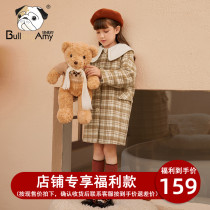 Girls wool coat 2021 autumn and winter new foreign style children's college style padded wool coat long