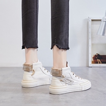 Hong Kong leather high-top small white shoes women autumn 2021 New Net red Korean version of board shoes explosive wild sports casual shoes