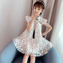  Girls dress 2021 summer new little girl western style thin Hanfu skirt summer childrens lace princess skirt