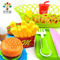 Hamburger fries toy Mai block house toy cut fruit cola hot dog set set children men and women Baby