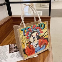 Japanese canvas women bag 2021 New ins Wind Joker printing college students Class portable niche lunch bag