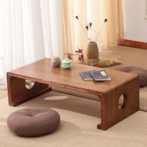 Antique design solid wood tatami tea table simple window table Japanese sunstage small low table Kang table Chinese culture piano table