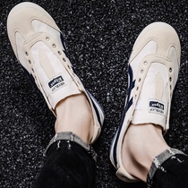 Pull back co-branded Onitsuka Forrest Gump shoes summer couple canvas sneakers slip on lazy white shoes tiger mens shoes