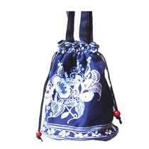 Ethnic style Miao small decoration mobile phone bag Craft genuine gift Batik bag travel pure cotton cloth handmade