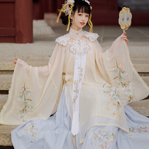 Original Ming Hanfu womens summer thin cabbage super fairy cloud shoulder full set of Chinese style three-piece ancient costume