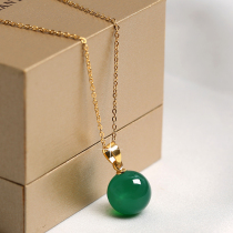 Korean Onyx Sterling Silver Necklace Womens Internet Celebrity New Natural Green Transport Beads Pendant Fashion Temperament Jade Pendant