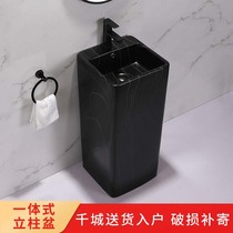 Column washbasin balcony ceramic washbasin floor-standing black basin Hotel Club integrated wash basin