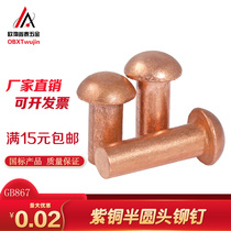 Half round head copper rivet red copper round cap GB867 solid rivet pure copper nail M2M2 5M3M4M5