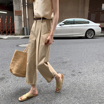 Straight casual pants womens 2021 spring new Korean Net red fried street suit pants simple loose nine wide leg pants
