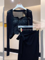 Fall 2022 New Cold Series Premium Sense Of Beauty Set Hepburn Style Small Black Skirt Suspender Dress Womens Summer