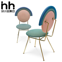 Designer furniture color red chair Nordic personality light luxury metal chair model room tea restaurant milk tea dining chair