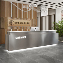 Stainless steel cashier Simple modern light luxury hair salon bar counter Clothing store front desk reception desk customized