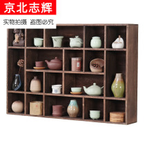 Solid wood multi-treasure cabinet Teacup rack Teapot rack Tea storage storage display rack Tea rack Chinese Bogu rack Wall hanging