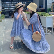 Parenting Mother-daughter Dress Dress 2022 Summer New Girl Embroidered Hollowed-out Princess Dresses Beach Holiday Dresses