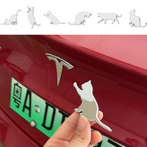 Car Personality Pet Cat Car Mark Metal Car Sticker Tail Mark Side Mark Side Mark White Cat Waterproof Decorative Sticker