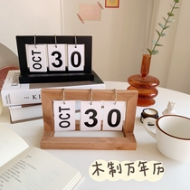  2021 ins style wooden perpetual calendar desktop ornaments Hanging desk calendar New Year calendar Nordic decorative ornaments