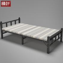 Folding bed single bed household simple lunch break rental room portable double 1 2 m office nap hard board bed