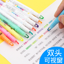 Japan uni Mitsubishi highlighter PROPUS through window fluorescent marker pen students with color marker pen double head