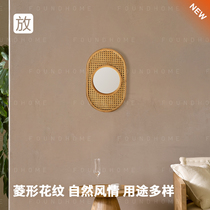 foundhome Rattan Mirror Creative Simple Home Decoration Hanging Mirror Natural Rattan Dressing Mirror