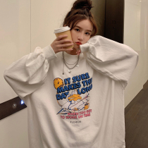 waitmore Donald duck sweater womens loose Korean version of the tide ins lazy wind thin section early autumn Japanese fried street clothes