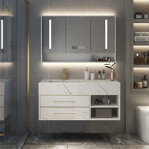  Nordic rock board integrated basin Bathroom cabinet Bathroom sink washbasin basin cabinet Combination washbasin Smart mirror cabinet