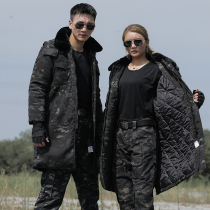 Winter military mini cotton coat thickened male and female anti-cold jacket length and dark night for training big clothes outdoor anti-chill cotton clothes
